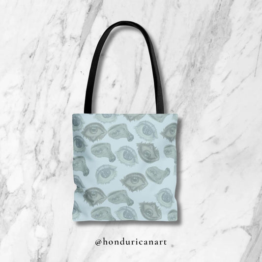 Pastel Blue Eye Drawings Tote Bag | Pastel Art Carryall | Eco-Friendly Shopping Bag | Cute Beach Bag