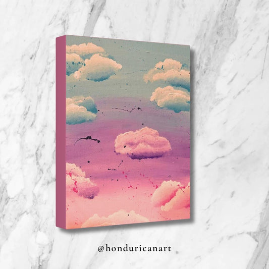 Pastel Cloudscape Matte Canvas Stretched PRINT 1.25" | Pink Blue Sky Wall Art