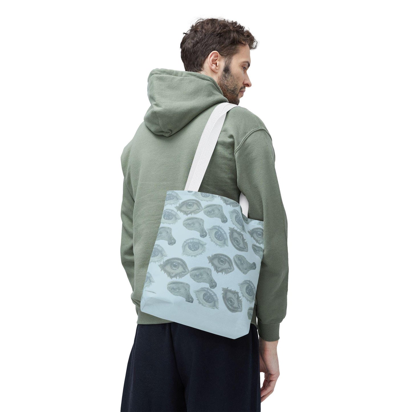 Pastel Blue Eye Drawings Tote Bag | Pastel Art Carryall | Eco-Friendly Shopping Bag | Cute Beach Bag