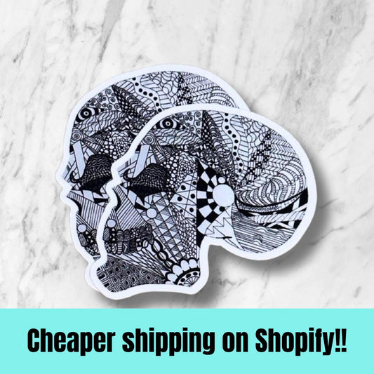 Zentangle Sticker | Skull Sticker | Line Art